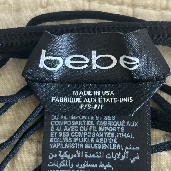 BEBE String Top Black With Attached Tank Top Underneath NWOT Size Small - Picture 8 of 9